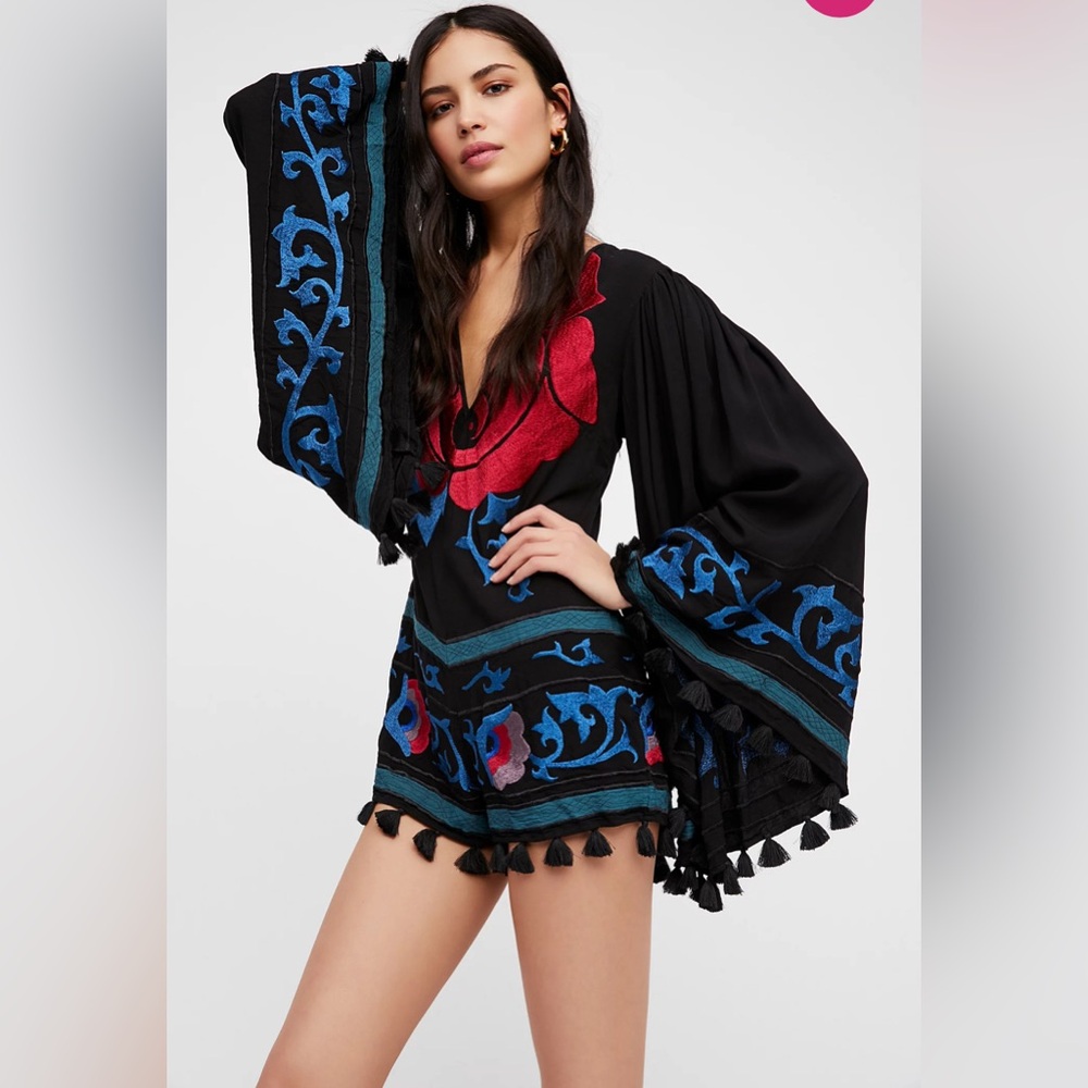 Free People Island Rose Embroidered Romper x Urban Outfitters